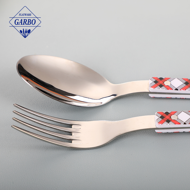 Modern geometric print mirror polished stainless steel flatware