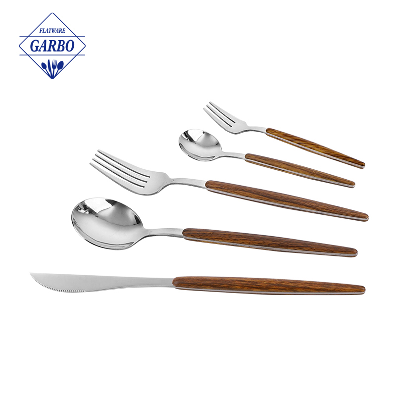 Is the wood-grain handle of stainless steel flatware made of wood