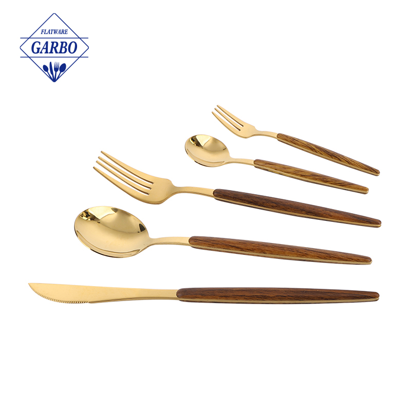 Is the wood-grain handle of stainless steel flatware made of wood