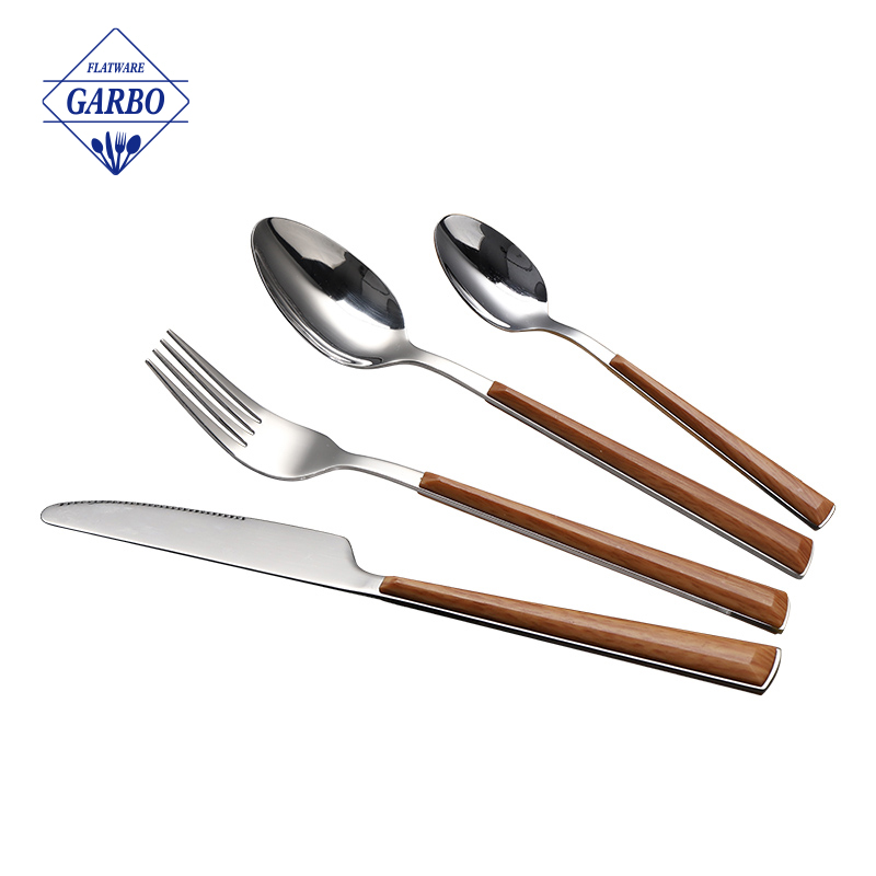 Is the wood-grain handle of stainless steel flatware made of wood