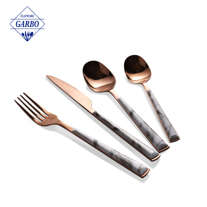 Is the wood-grain handle of stainless steel flatware made of wood