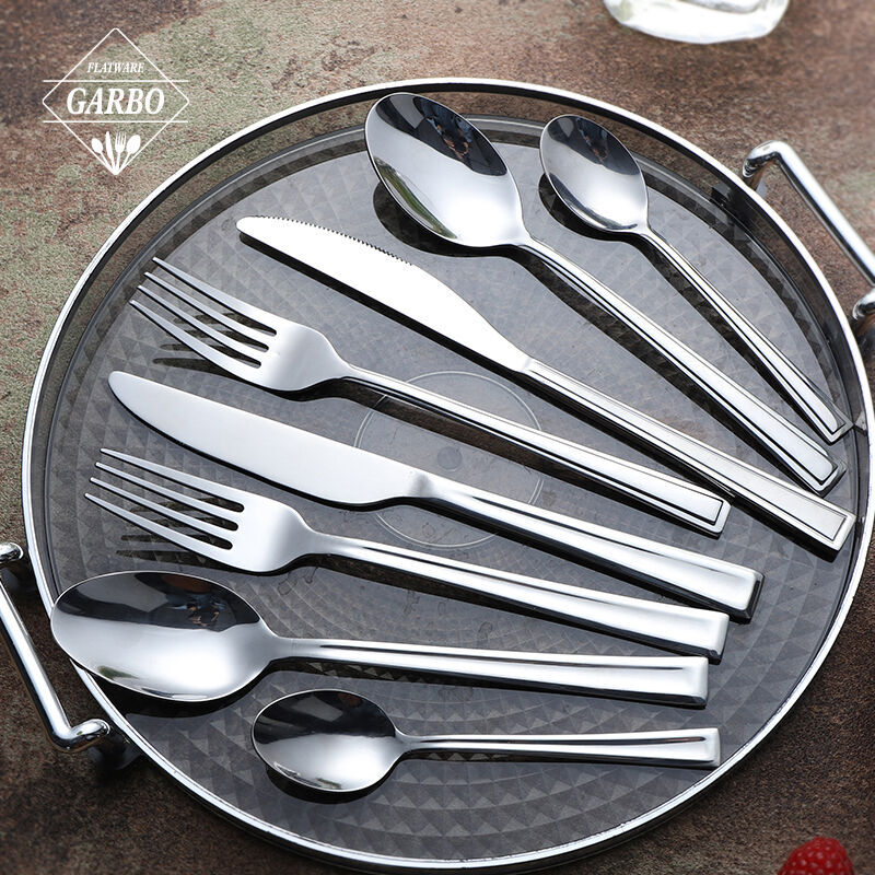 Amazon New Design Embossed Handle Round Edge Stainless Steel Cutlery