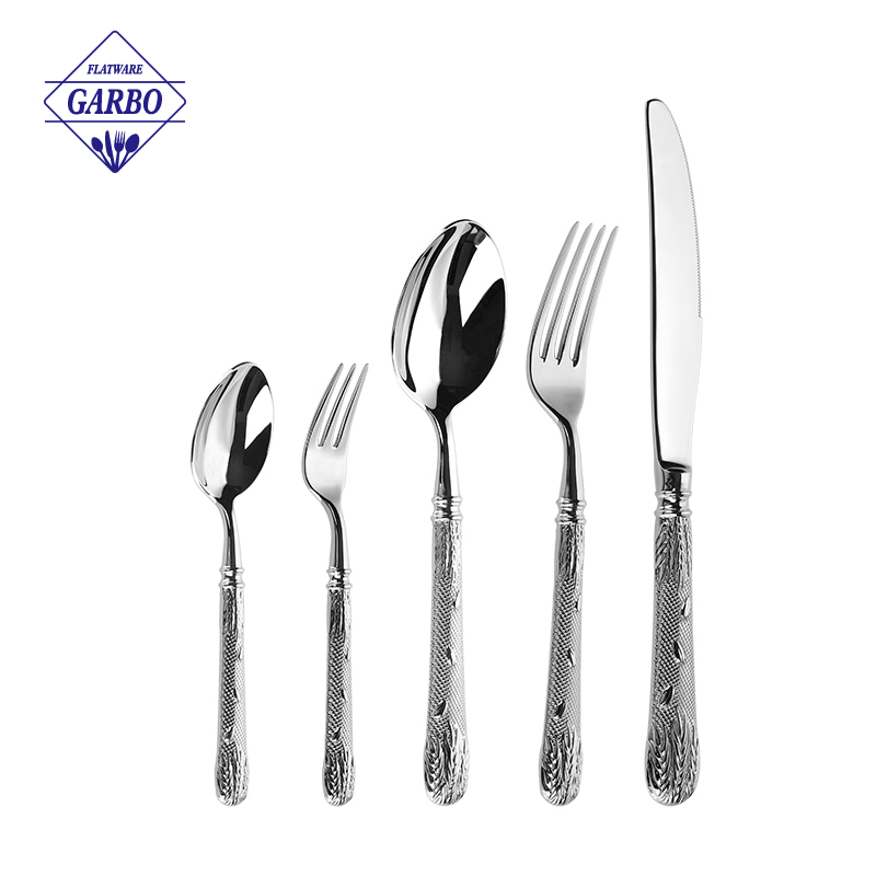 Supermarket top 304 sale stainless steel cutlery set with wheat design handle