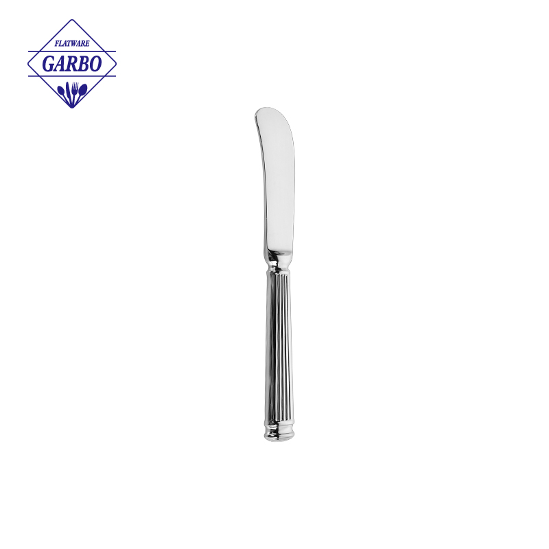 Stock High Quality 420 Stainless Steel Butter Knife with Roman Column Handle