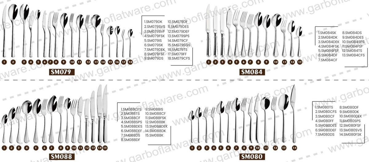 2024 New design silver cutlery set with engraved handle 5pcs flatware