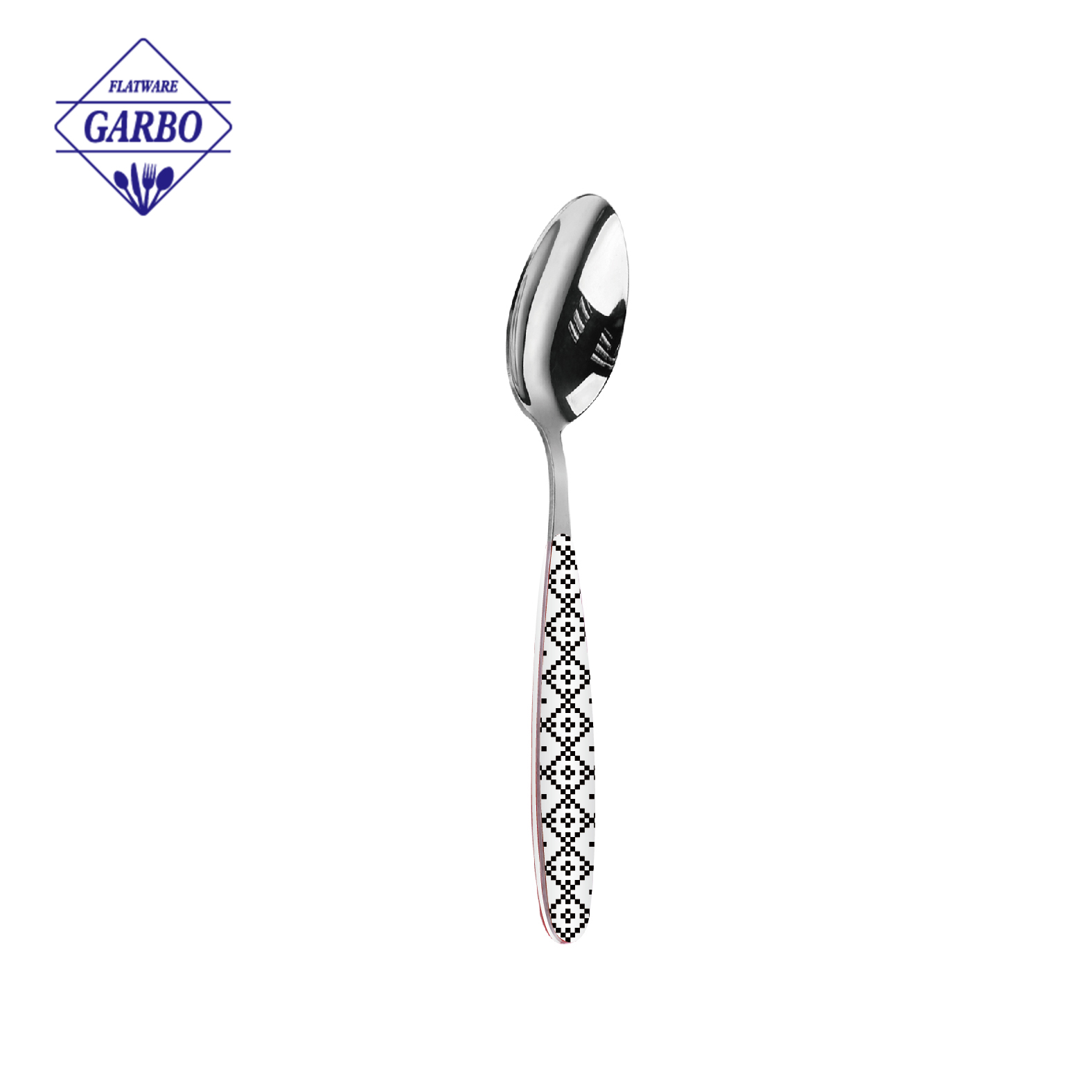 410 Cheap Stainless Steel Dinner Spoon with ABS Plastic Handle