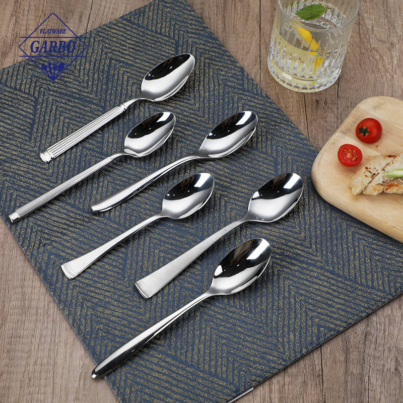 High mirror polish silverware stainless steel dinner spoon with various special handle