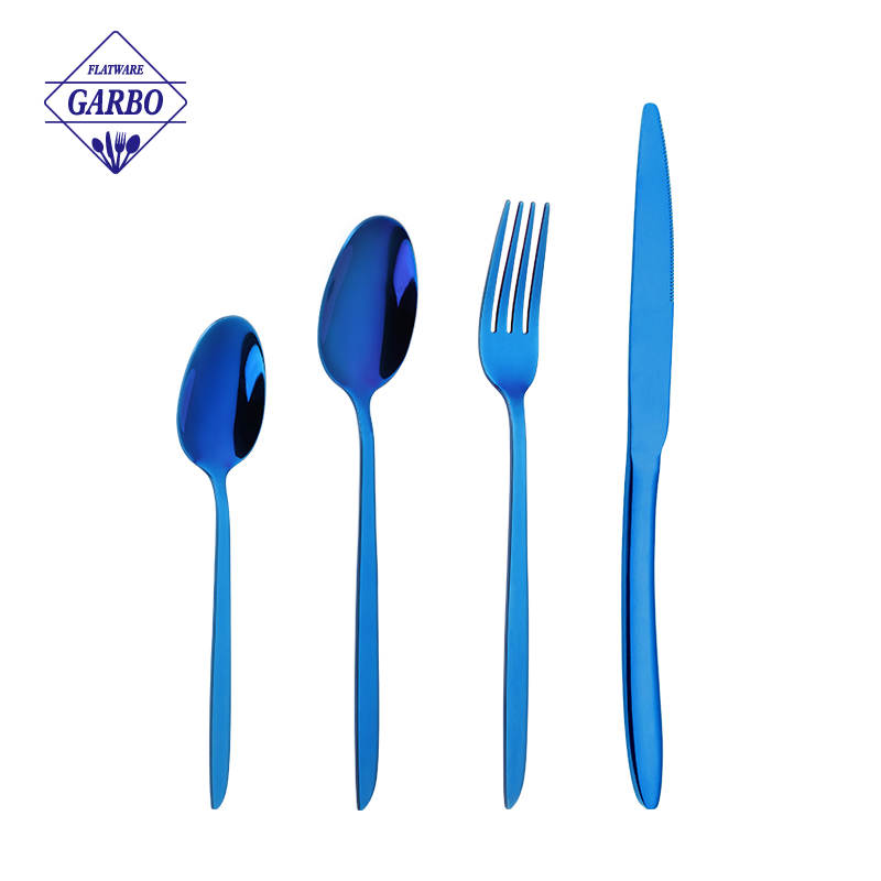 Factory Cheap Price 410SS Cutlery Set with PVD Blue Color