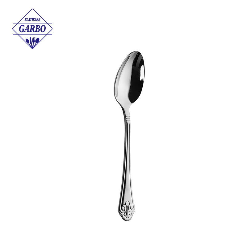 Factory Hot Selling 410(18/0) SS Dinner Spoon with Embossed Handle