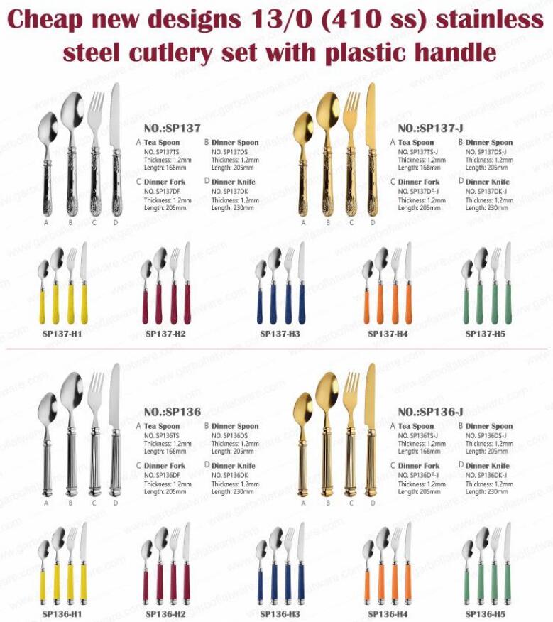 Popular Colorful Plastic Handle Flatware Set with Cheap Price