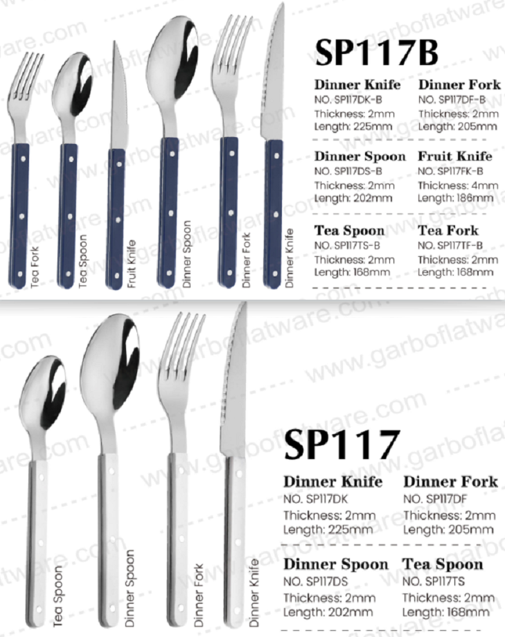 Cheap plastic-handled cutlery from Chinese manufacturer popular in South American and Southeast Asian