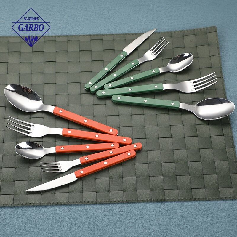 New design sliver cutlery sets with plastic handle for home