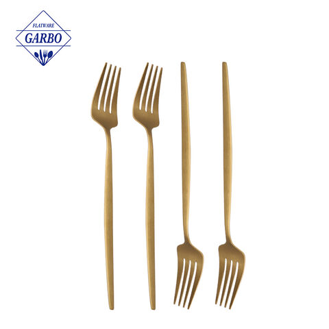 China High Quality Delicate Elegant Handle Stainless Steel Gold Fork