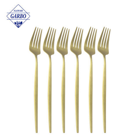 China High Quality Delicate Elegant Handle Stainless Steel Gold Fork