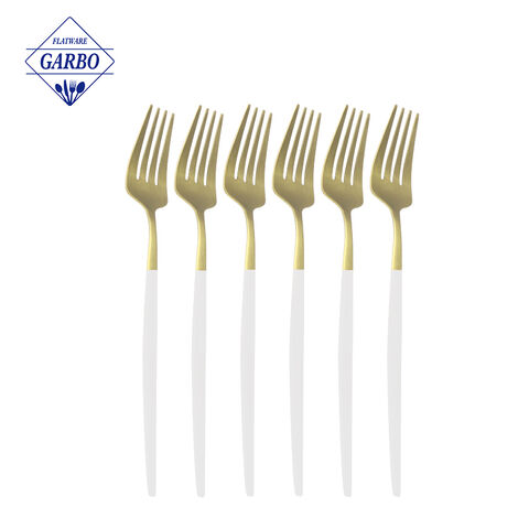 China High Quality Delicate Elegant Handle Stainless Steel Gold Fork