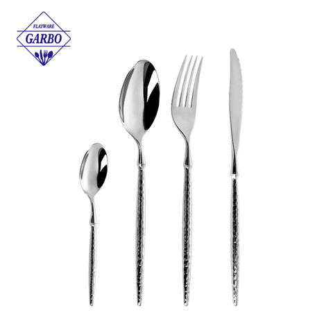 2024 New design silver stainless steel cutlery set with Small block handle
