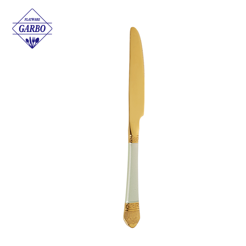 420ss Luxury gold stainless steel take dinner knife with painted handle