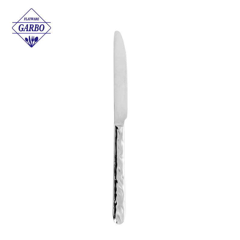 High-end silver stainless steel dinner knife with high quality mirror polish