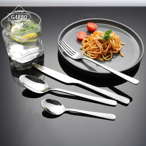 4pcs silver America popular stainless steel cutlery set with fish scale pattern handle