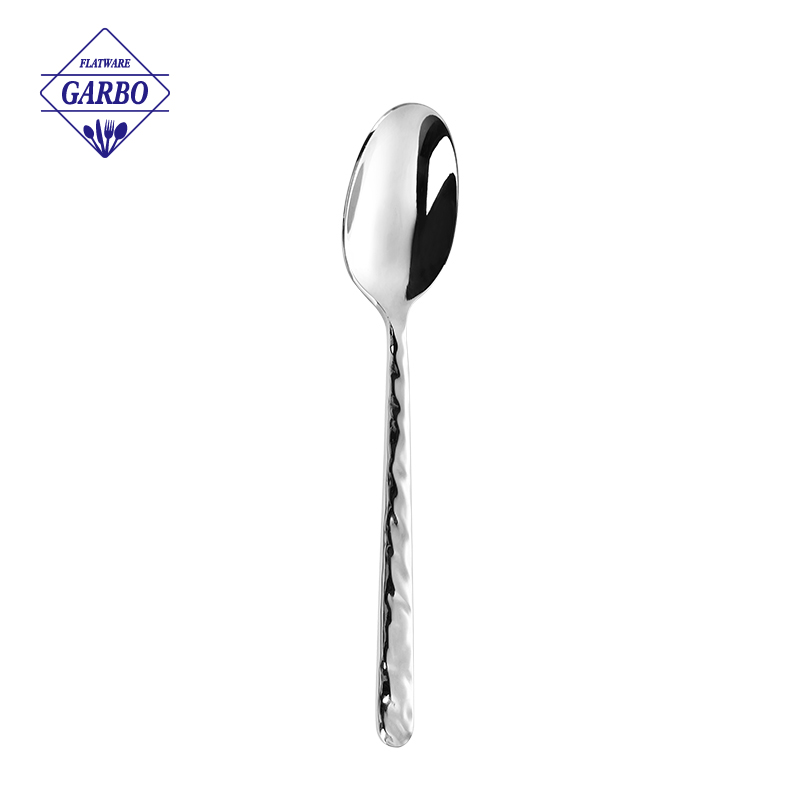 Factory Hot Selling Silver Spoon with Hammer Round Shaped Handle