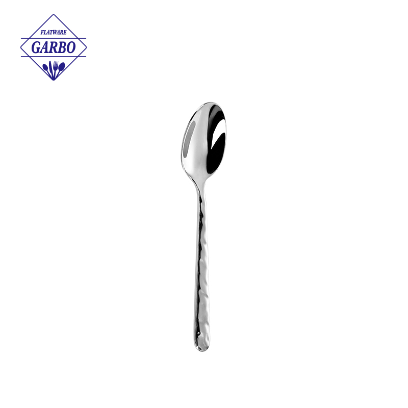 Factory Hot Selling Silver Spoon with Hammer Round Shaped Handle