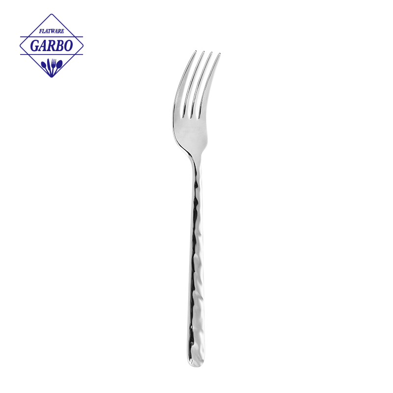 High-end 304(18/10) silver stainless steel dinner fork with round embossed handle