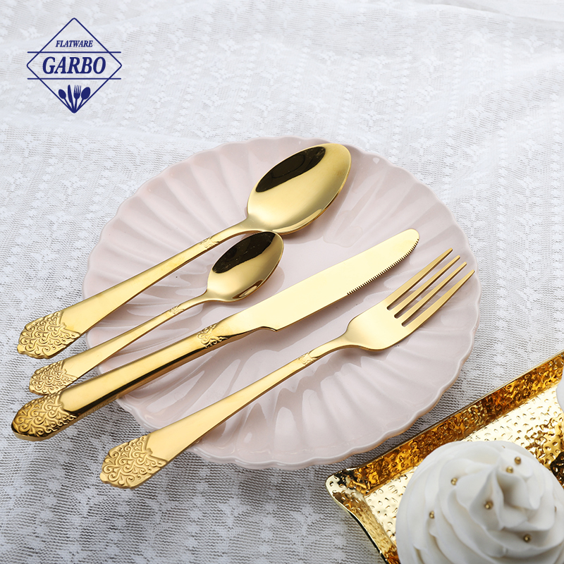 Functional 410 Cheap Stainless Steel Cutlery with Golden PVD