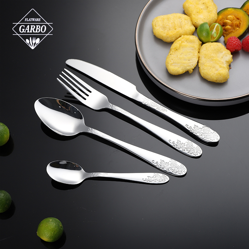 Modern Unique Knife Fork and Spoon Silverware Set with Pattern