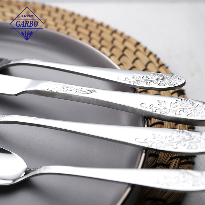Modern Unique Knife Fork and Spoon Silverware Set with Pattern