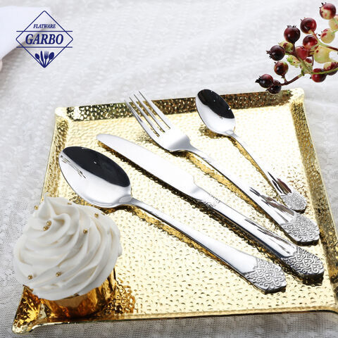 Factory Vintage Embossed Silverware Mirror Cutlery with Shelf