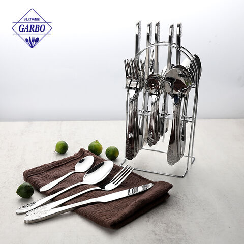 Stainless Steel Cutlery Set 24 Pieces with stand