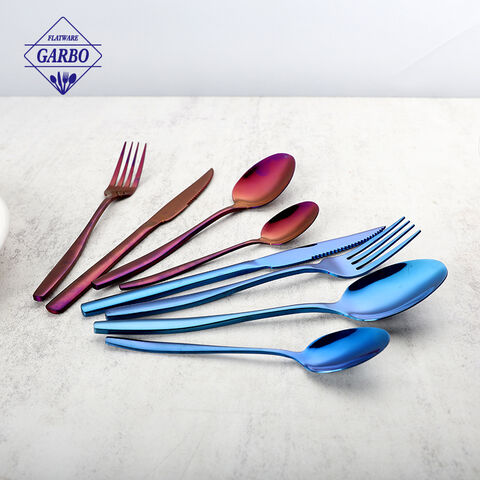 Unique Food Grade Stainless Steel Cutlery Set with Luxury Purple Color PVD