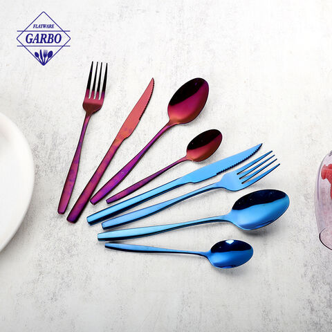 Unique Food Grade Stainless Steel Cutlery Set with Luxury Purple Color PVD