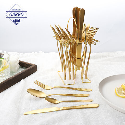 Middle-East Popular 24pcs Set Gold Color Stainless Steel Cutlery Set