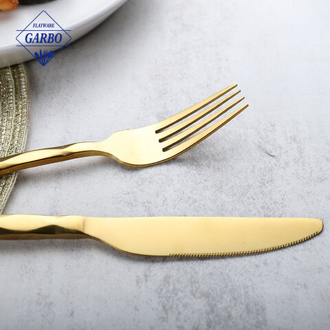 Amazon Top Seller Modern Prismatic Handle Golden Cutlery Set