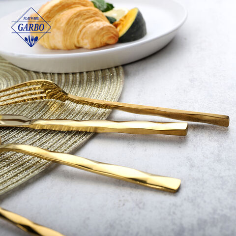 Amazon Top Seller Modern Prismatic Handle Golden Cutlery Set