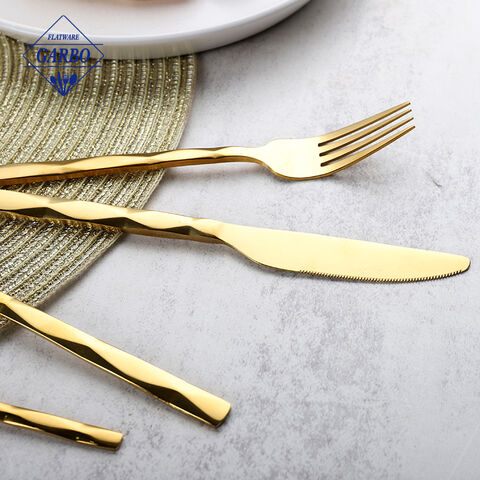 Amazon Top Seller Modern Prismatic Handle Golden Cutlery Set