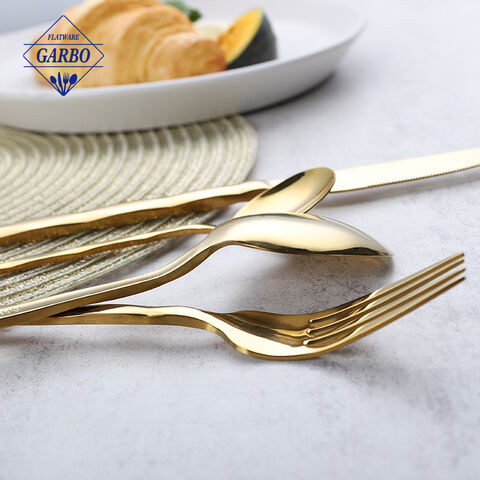 Amazon Top Seller Modern Prismatic Handle Golden Cutlery Set