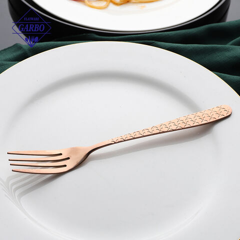 New arrival copper rose gold stainless steel flatware set with leaf clover handle