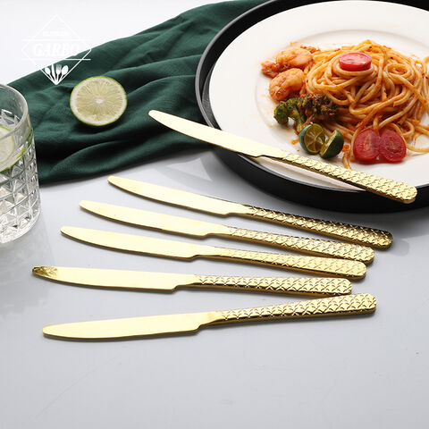 European Popular Stainless Steel Dinner Knife Gold Color Cutlery