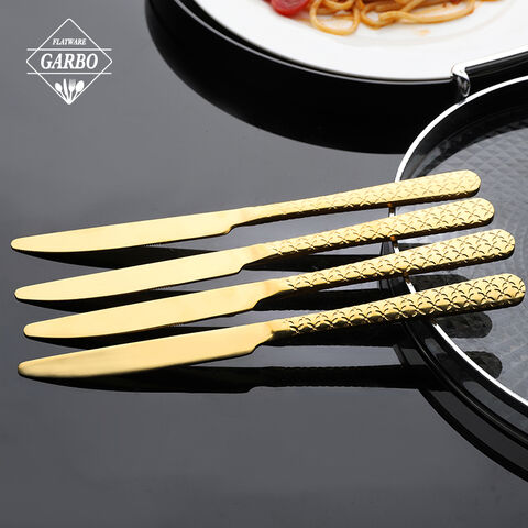 European Popular Stainless Steel Dinner Knife Gold Color Cutlery