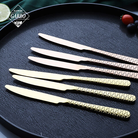 European Popular Stainless Steel Dinner Knife Gold Color Cutlery