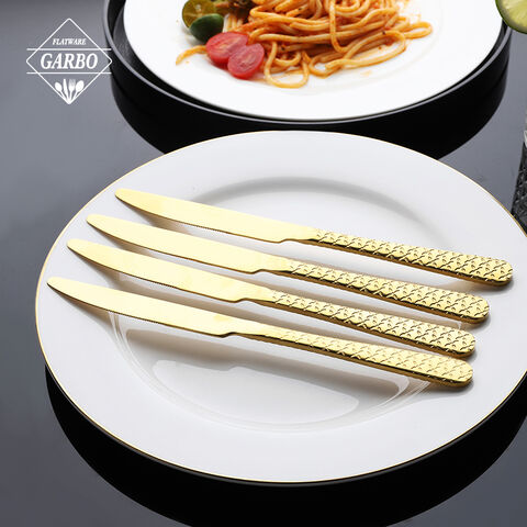 European Popular Stainless Steel Dinner Knife Gold Color Cutlery