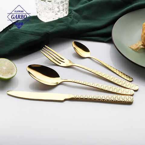2024 Top 4 PCS Gold Stainless Steel Flatware Set with Mirror Polish
