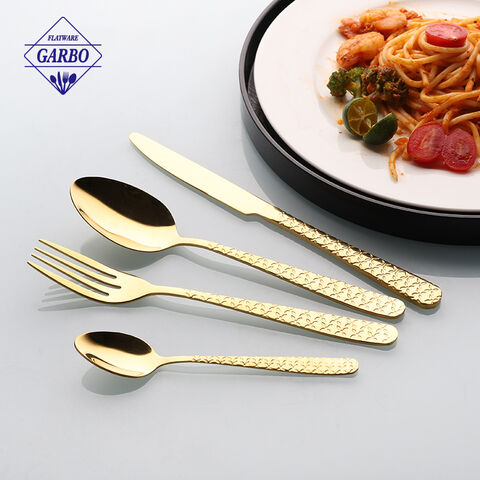 2024 Top 4 PCS Gold Stainless Steel Flatware Set with Mirror Polish