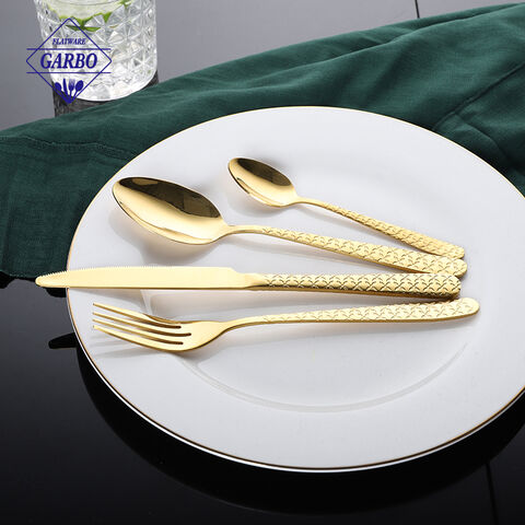 2024 Top 4 PCS Gold Stainless Steel Flatware Set with Mirror Polish