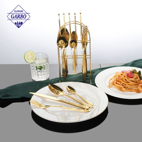 2024 Top 4 PCS Gold Stainless Steel Flatware Set with Mirror Polish