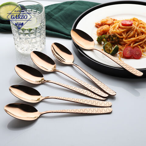6 pieces rose gold dinner spoons stainless steel