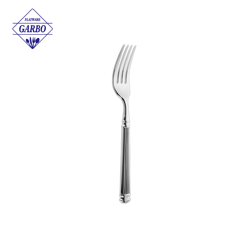 High quality silver America popular stainless steel dessert fork with embossed line handle