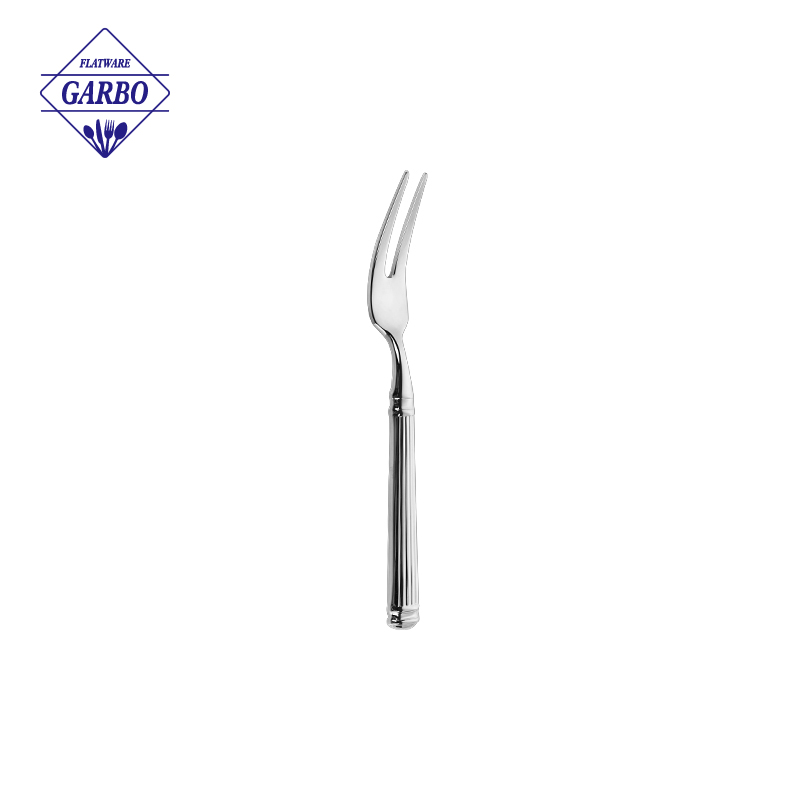 High quality silver America popular stainless steel dessert fork with embossed line handle